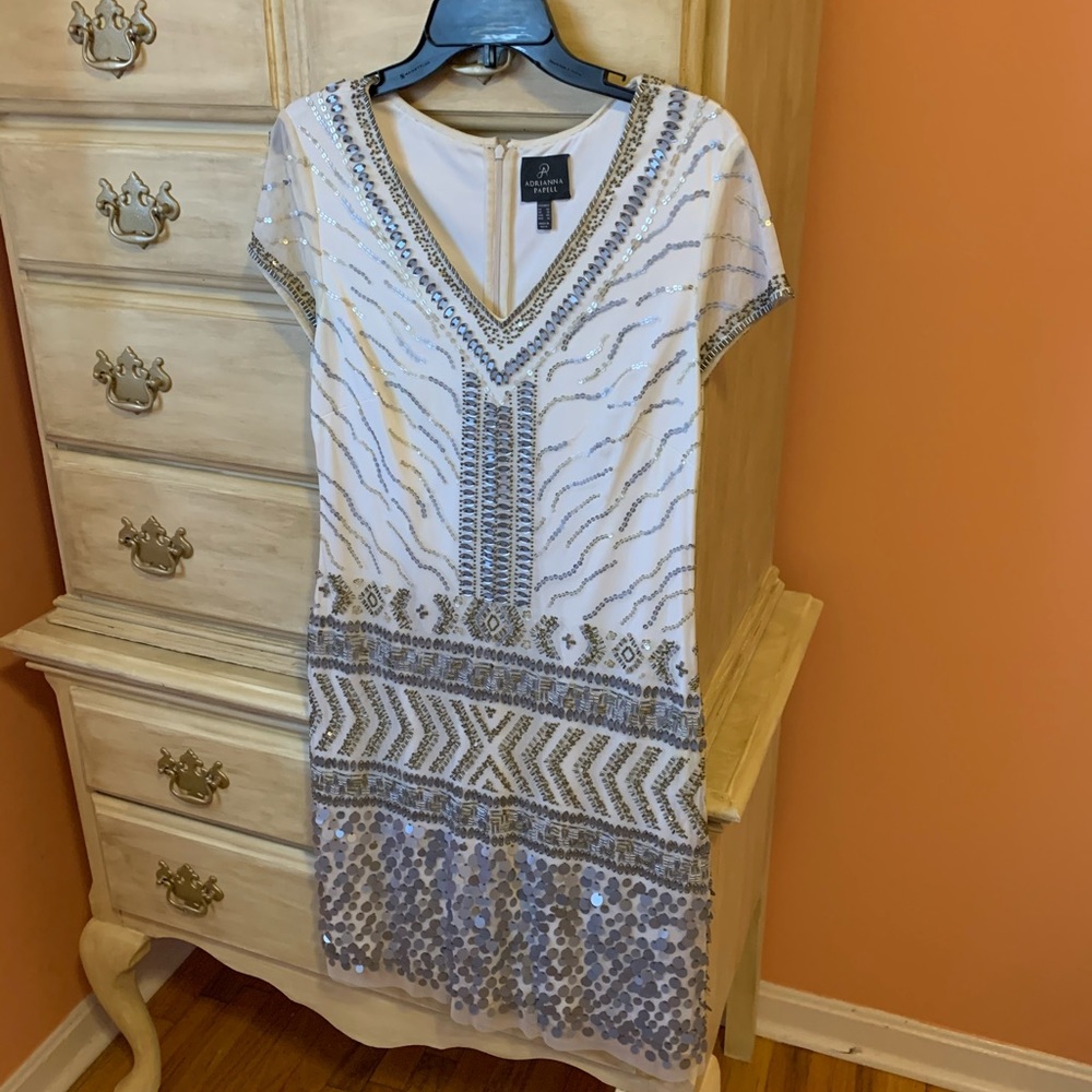 Cream cocktail dress. Size 10. Worn once.
